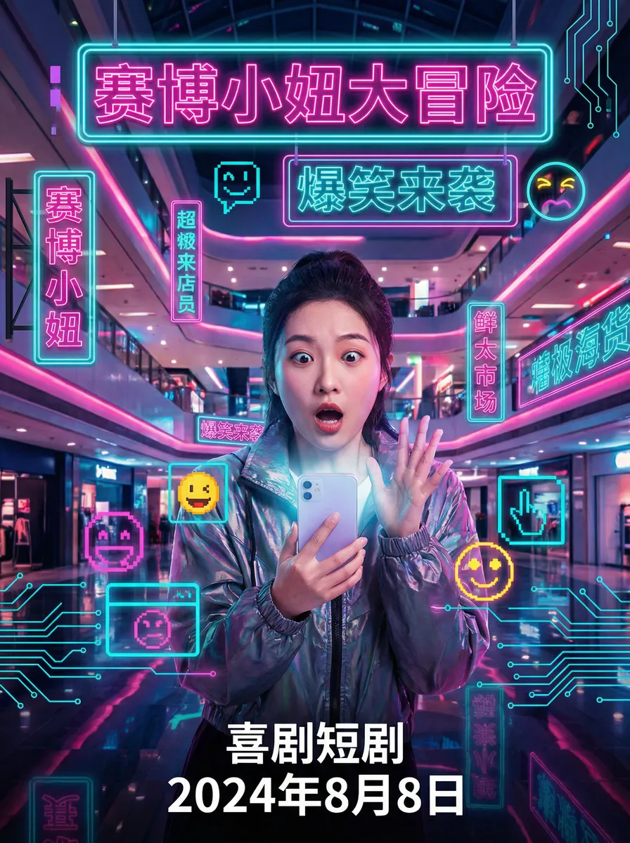 zjy9分10秒分享 搞笑喜剧短剧 - 赛博小妞大冒险海报